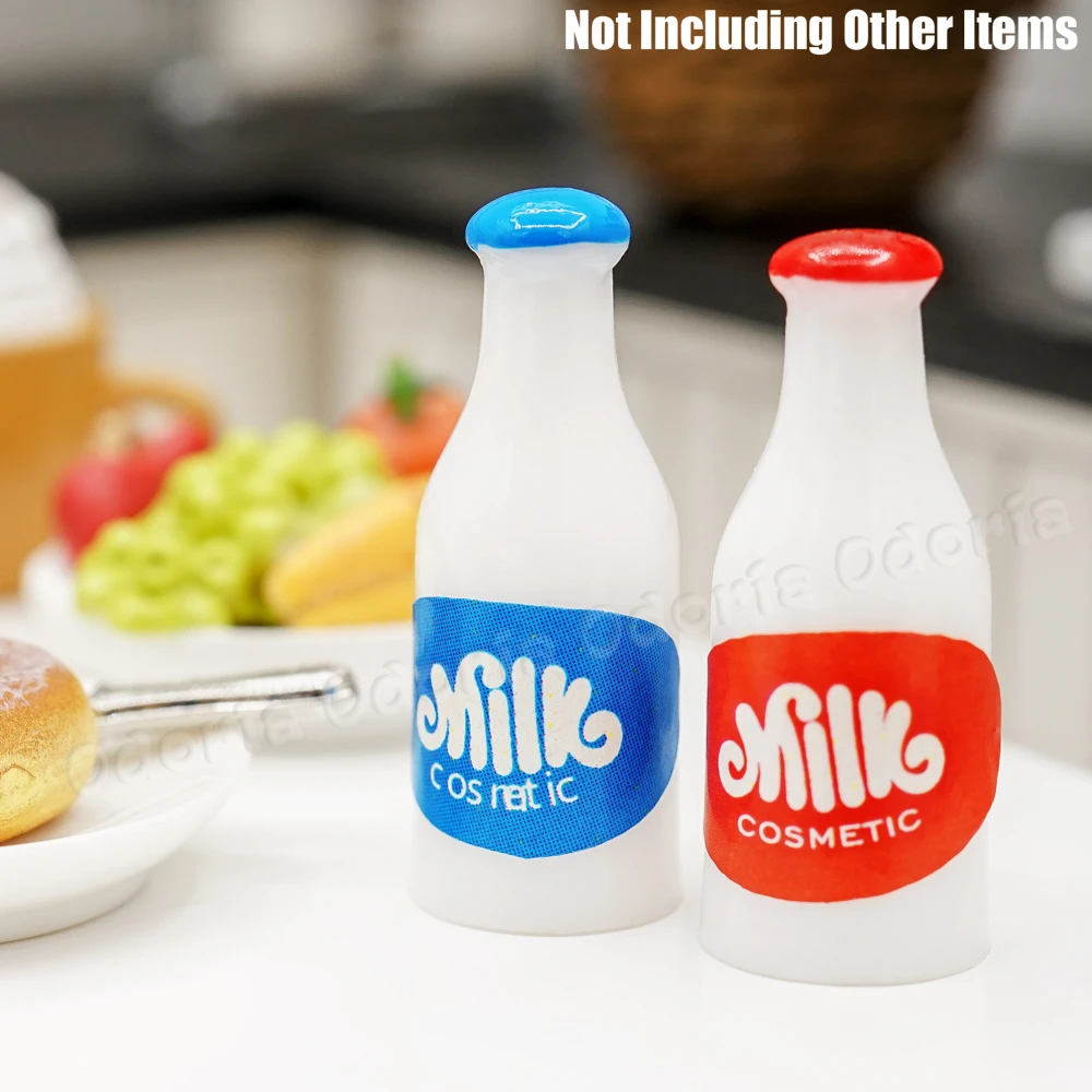 Odoria 1:12 Miniatur Lebensmittel 2PCS/10PCS Milchflasche Milch Flaschen Set Frühstück Simulation Trinken Modell Küche Puppenhaus Zubehör Decor