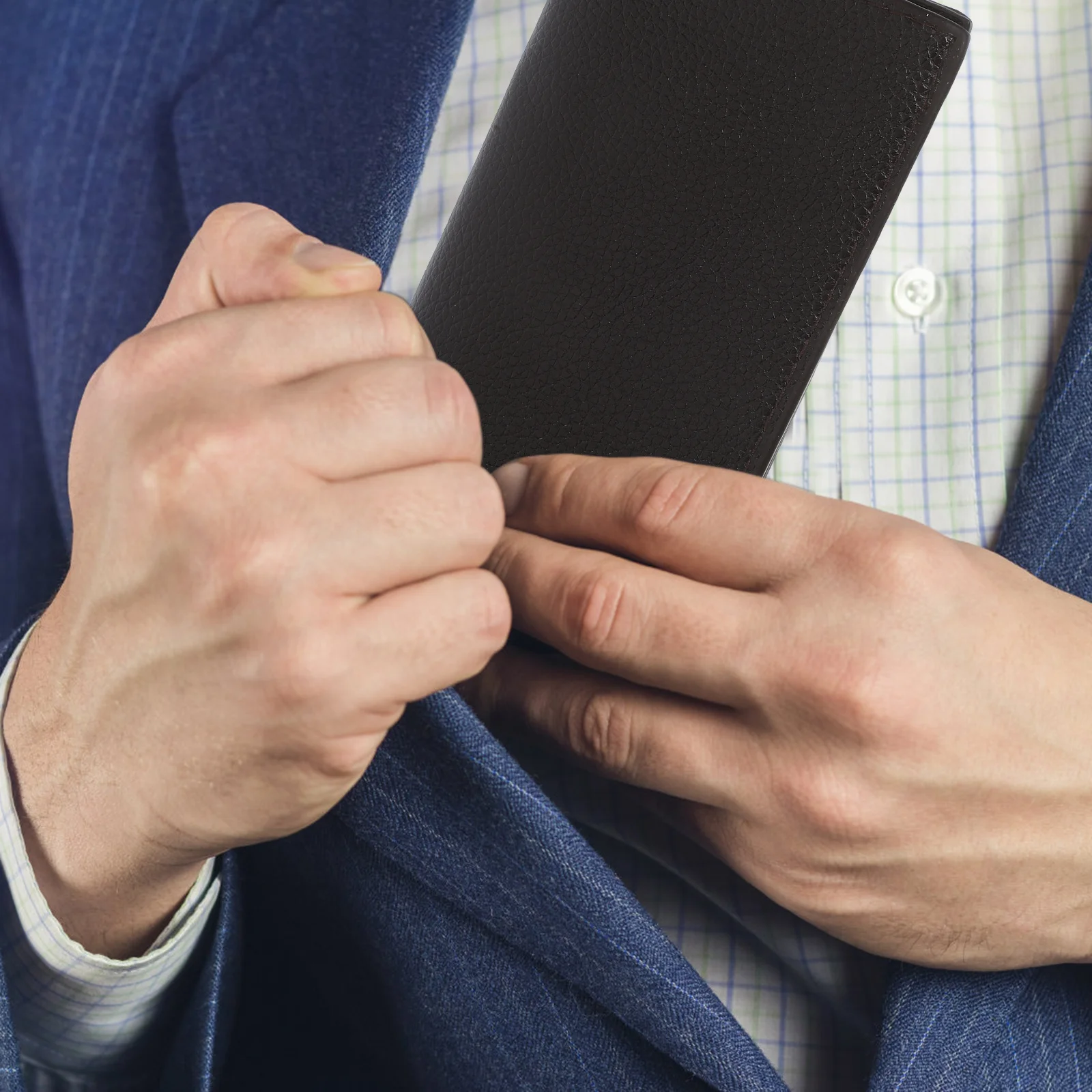 محفظة رجالية طويلة من البولي يوريثان باللون البني بتصميم عتيق وفتحات شفافة لبطاقات متعددة ومقصورات بطاقات عالية السعة من البولي يوريثان للرجال #6