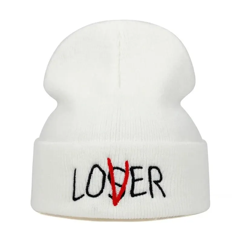 Loser Embroidery Beanie Knitted Hat for Men Women Fashion Warm Cap Unisex Soft Elasticity Knit Hats for Skiing Outdoor Activitie