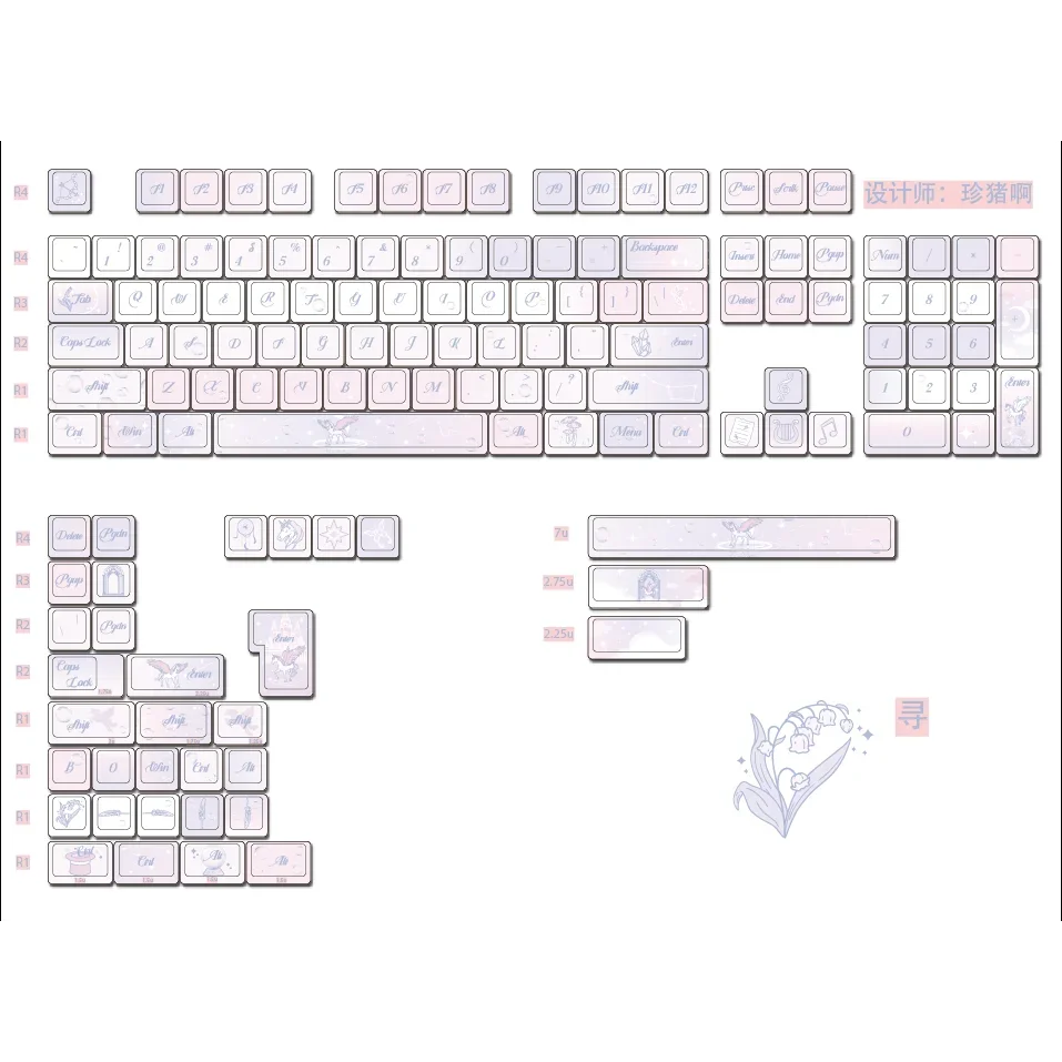 

Pink rhythm keycap PBT sublimation original custom 87 mechanical keyboard personalized wooting