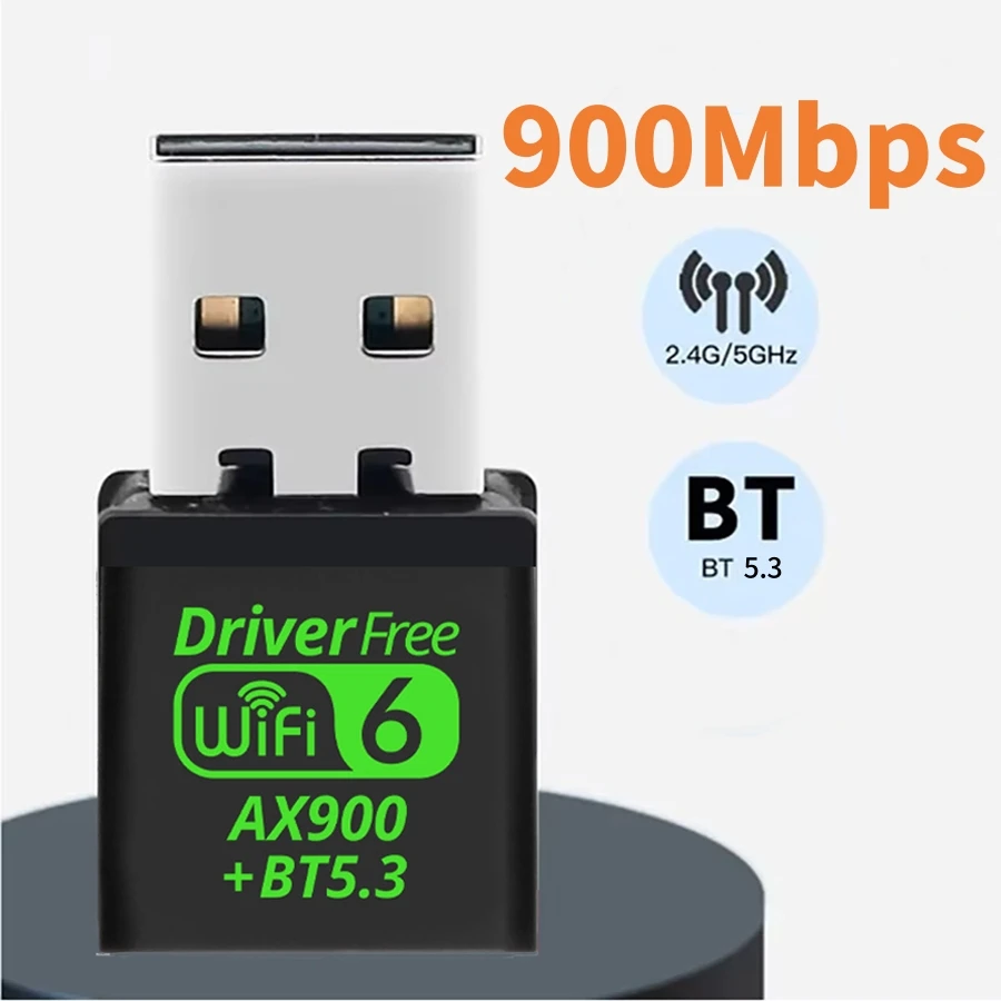 

2-в-1 USB-адаптер Wi-Fi + Bluetooth AX900 Мбит/с, двухдиапазонная беспроводная сетевая карта 2,4/5,8 ГГц, внешний приемник для ПК/ноутбука/настольного компьютера