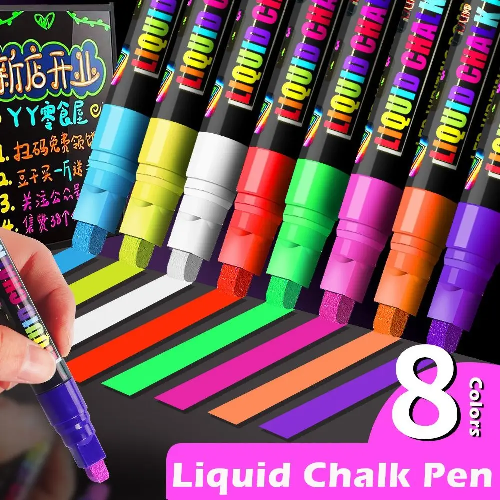 

6/8Colors Multi-functional Erasable Liquid Chalk Pen Dust-free Whiteboard Pen Highlighters LED Board Writing