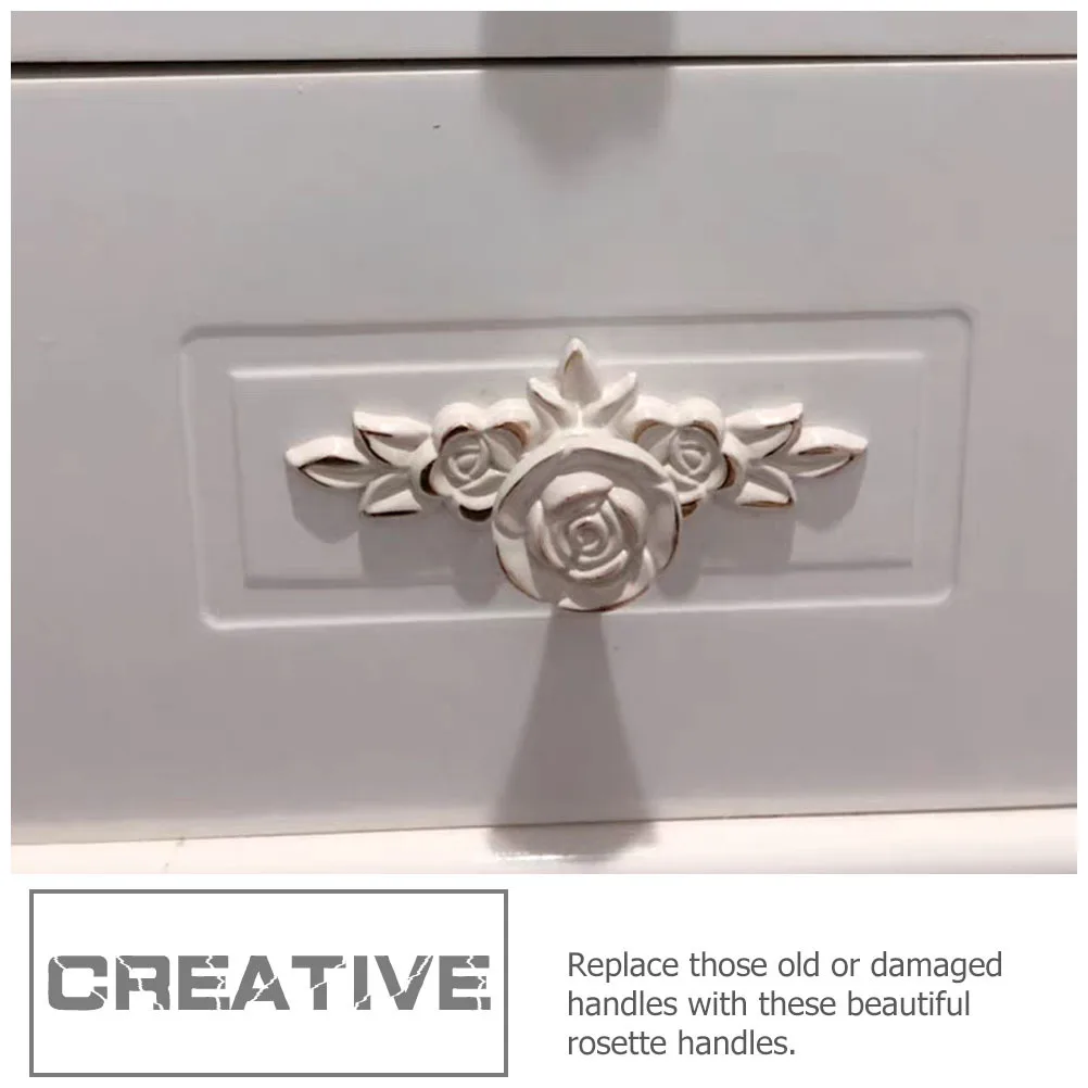 

European Style Zinc Alloy Rose Cabinet Knobs Decorative Drawer Handles Kitchen Door Pulls Ivory Retro Home Hardware