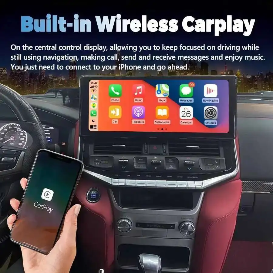 16.3inch Qled Screen Video For TOYOTA Land Cruiser 200 LC200 LC300 Android Upgrade 2023 Wireless Charging Multimedia GPS Stereo