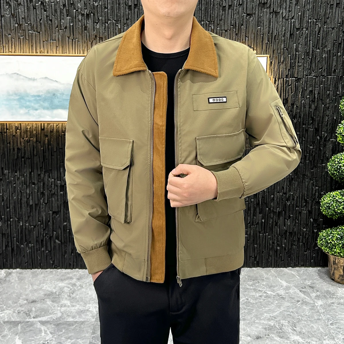 

Faionable Мужская повседневная одежда Jaet, весенне-осенний клетчатый воротник-стойка, мужская одежда, новая высококачественная верхняя одежда для отдыха