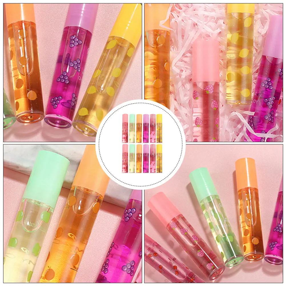 ลิปกลอสใส 12 ชิ้น รูปทรงผลไม้น่ารัก สูตรบำรุงริมฝีปากชุ่มชื้น อ่อนโยน ผลิตภัณฑ์ดูแลริมฝีปาก เหมาะเป็นของขวัญสำหรับผู้หญิงในฤดูหนาว