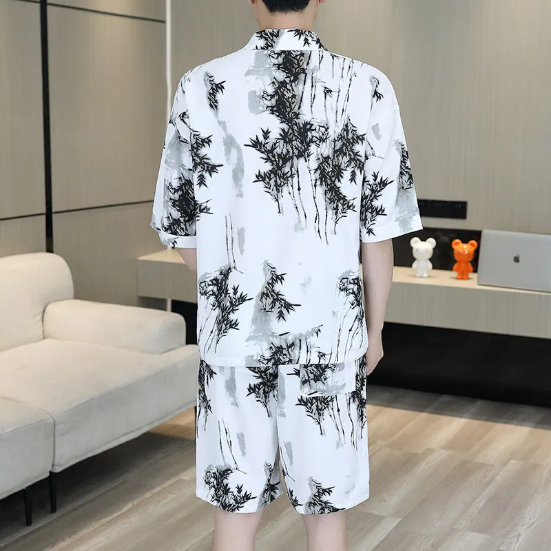 Shirts + shorts 2025 summer high quality Sportswear Men's fashion printing Sets Male shirts and shorts Casual Shirts Two Piece