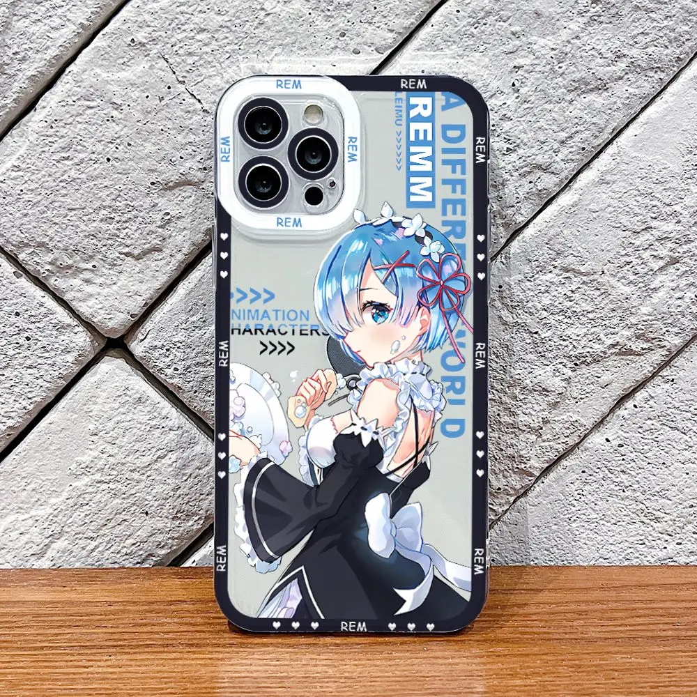 Re Life Rem Phone Case for iPhone 16 15 14 Plus 13 12 Mini 11 Pro Max X Xs XR 7 8 Border Print Transparent Soft Cover