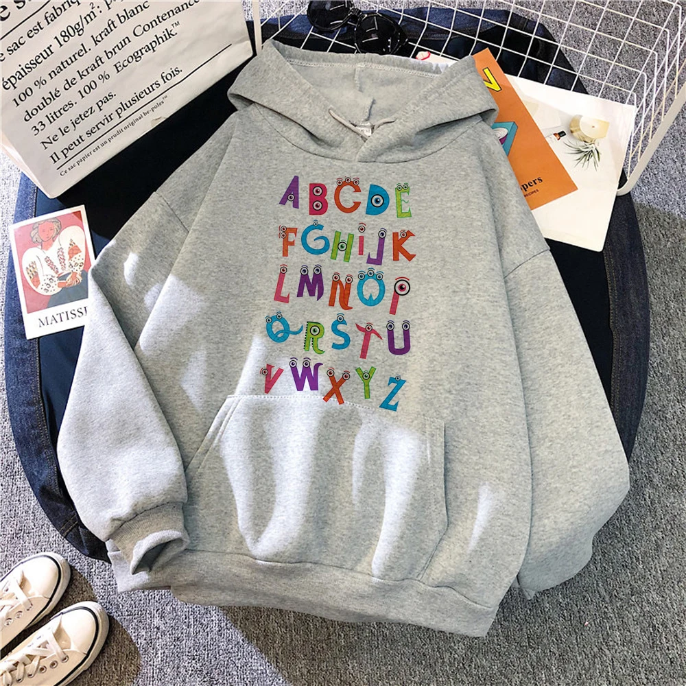 All for the Alphabet hoodies women Fleece long sleeve top Hooded Shirt female vintage clothes