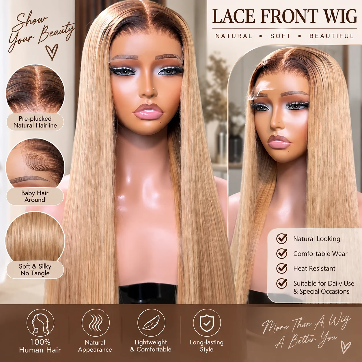 13×6 HD Lace Frontal Wigs 360 HD Lace Preplucked For Women Glueless Human Hair Wigs Straight 613 Color Wig HD Lace Frontal Wigs