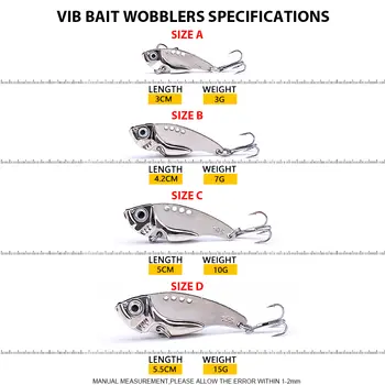 VTAVTA 金屬 VIB 3克/7克/10克/15克 釣魚路亞 振動湯匙型曲柄餌 沈水搖擺餌 泳餌 冰釣擬餌 人工餌料釣具 10 最佳銷售 氛圍誘餌 - №2