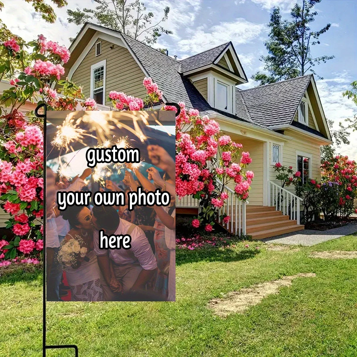 1pc Custom Selfie Garden Flag, Suitable for,.Christmas,.Couple Photos, Prom, Custom Gifts, Double-sided Print, No Flagpole.