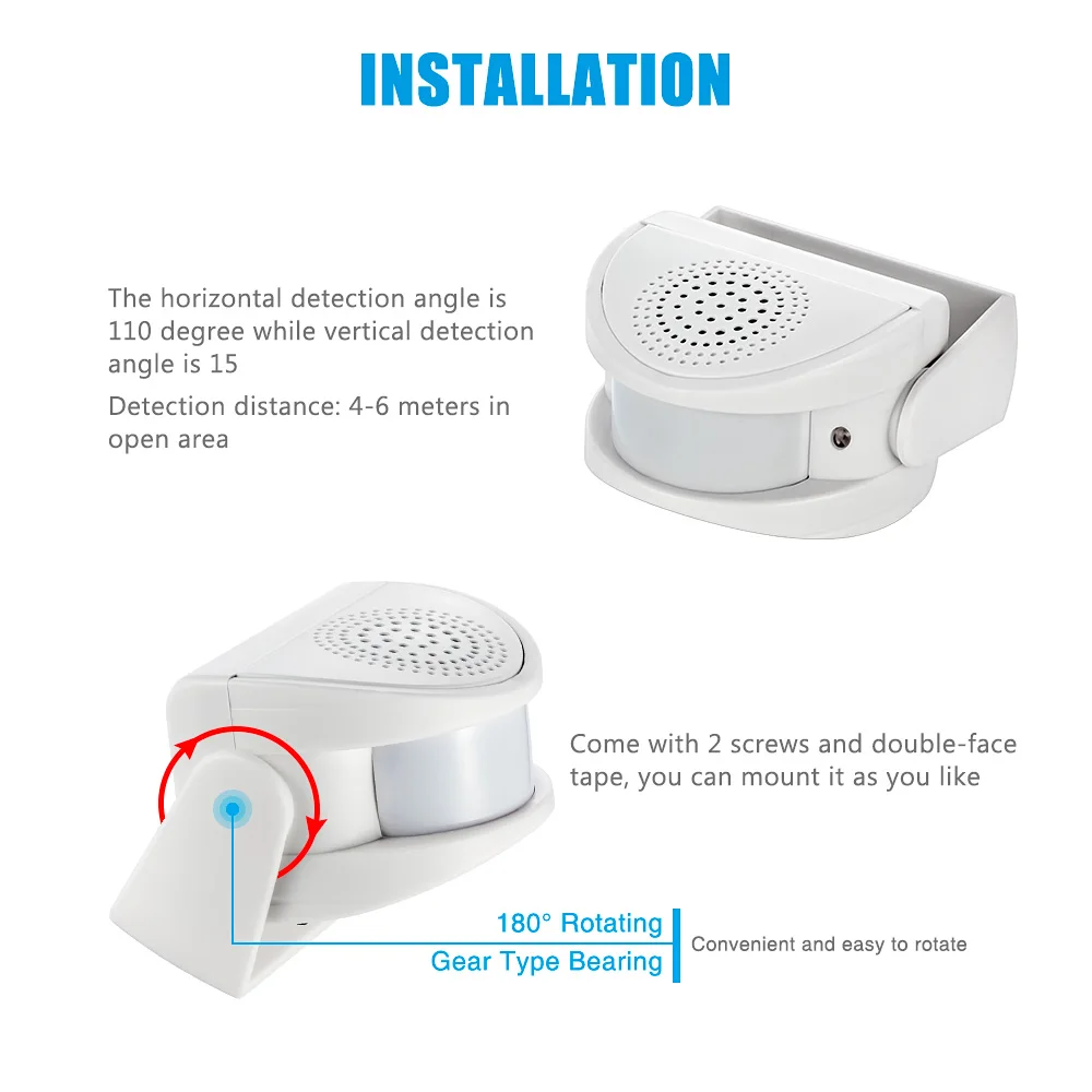 Shop 32 멜로디 용 환영 차임 벨 Shop Home Office Security Prottection Burglar 용 무선 모션 센서 초인종 알람