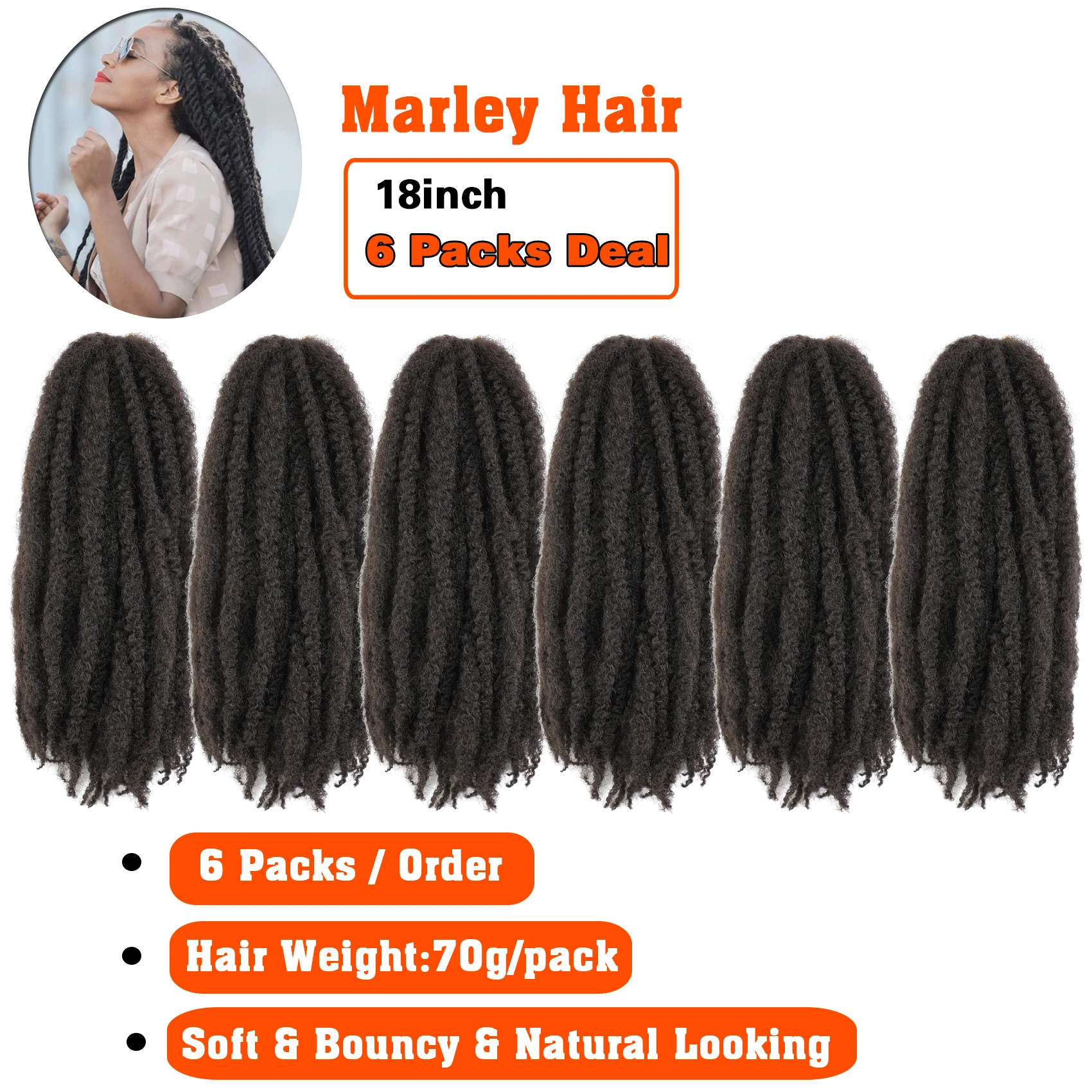 Marley Twist Flechthaar Häkelzöpfe Lange Afro Kinky synthetische Kanekalon-Faser zum Flechten von Haarverlängerungen