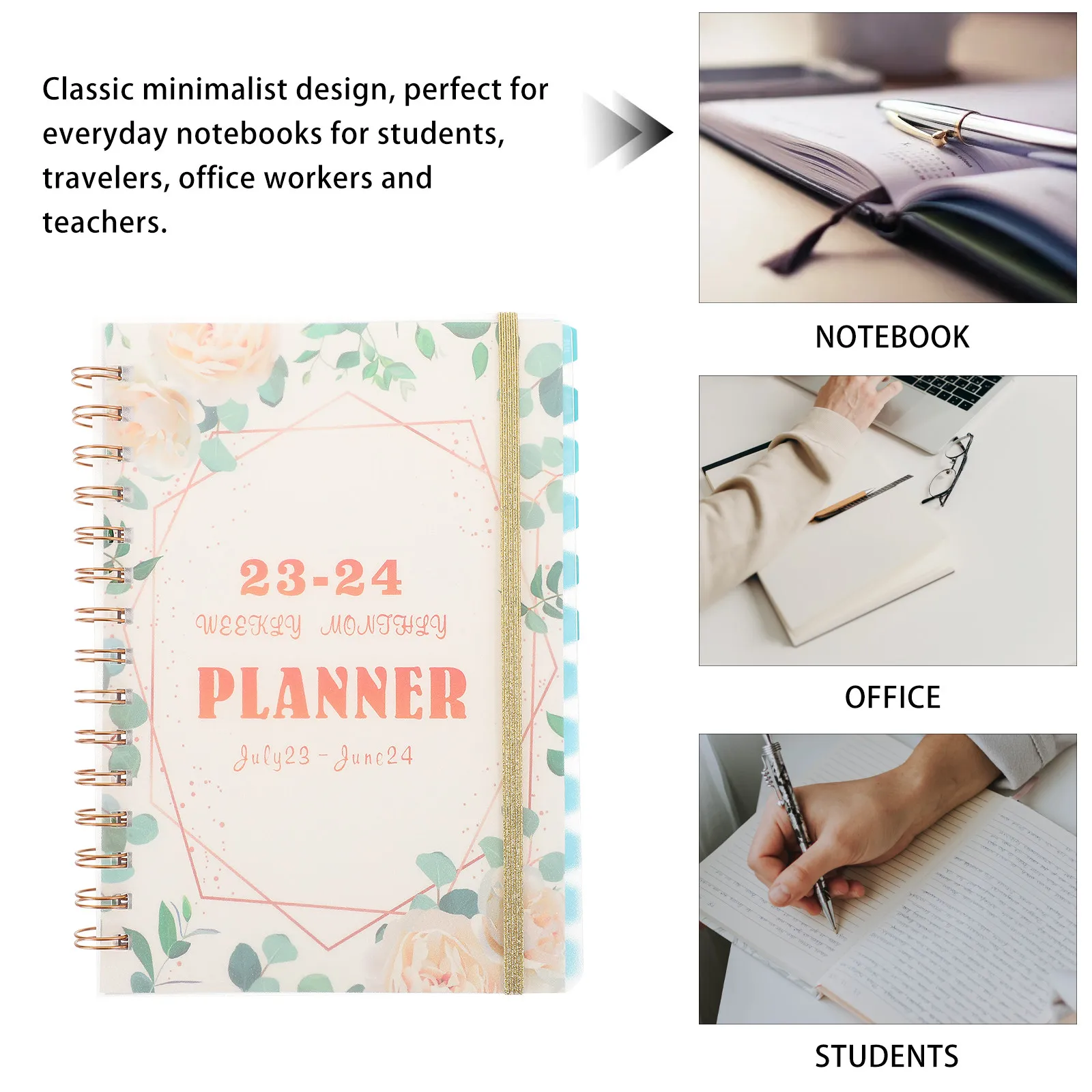 Planner Notebook Multi-Function Minimalist Design Thick Paper Sturdy Cover Portable Daily Planner Organizer Office Accessories