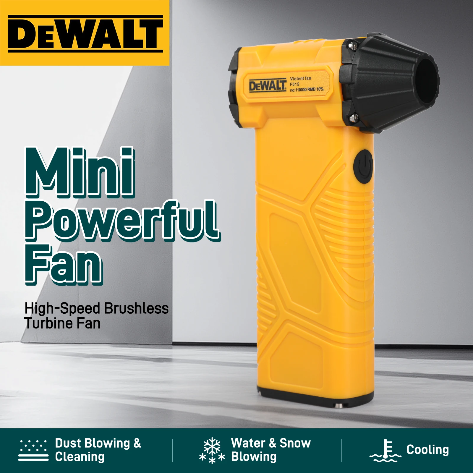 

DEWALT Мини Электрический Бесщеточный Ручной Мощный Вентилятор, Регулируемая Скорость, Перезаряжаемый Интерфейс Type-C Высокоскоростной Турбинный Вентилятор