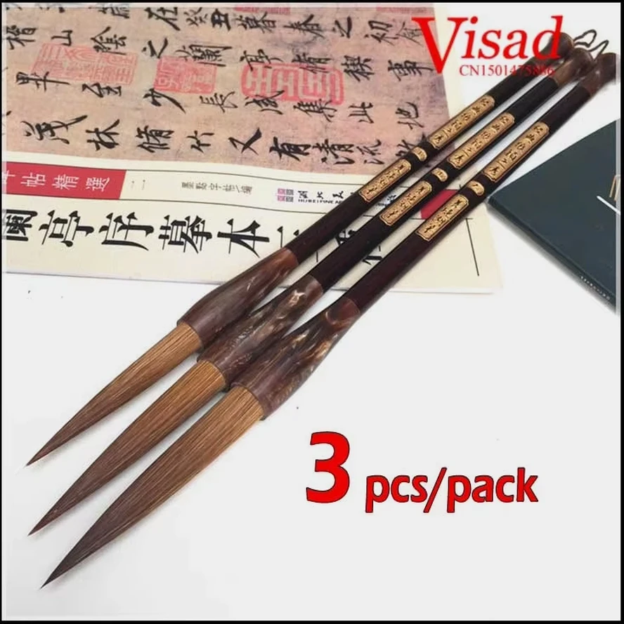 3 pcs/pack Chinese Calligraphy Brushes Pen long NIB medium regular script artist painting calligraphy brush