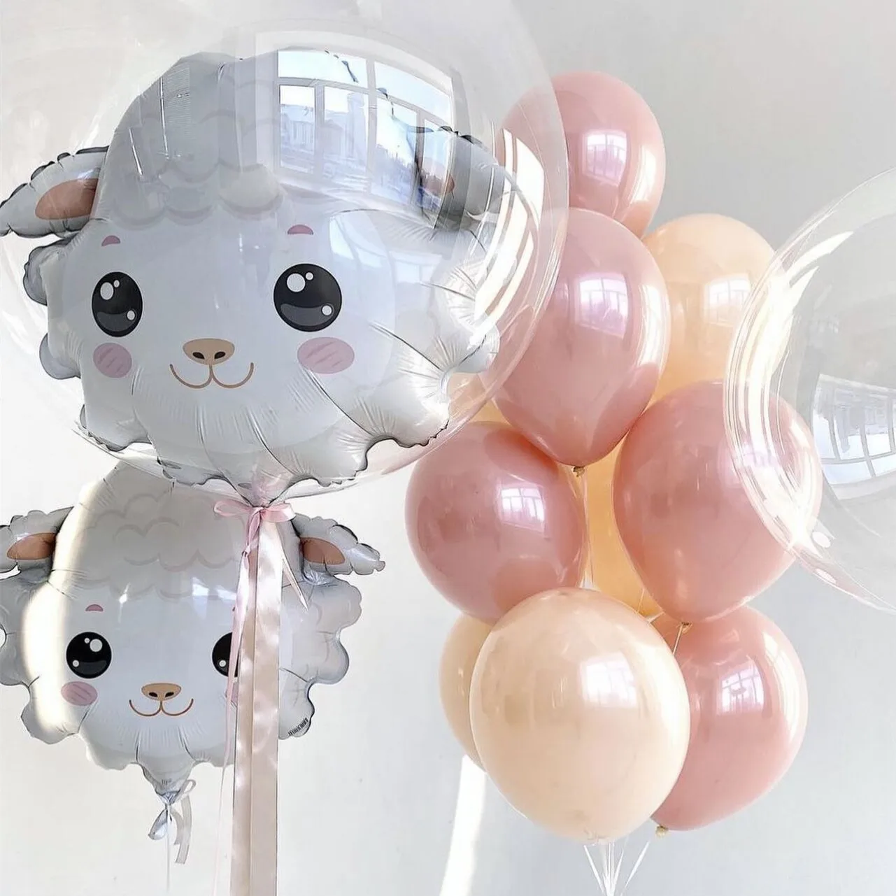 10pcs White Head sheep Foil Balloons Children's birthday party decor Baby Shower wedding marriage room balloons