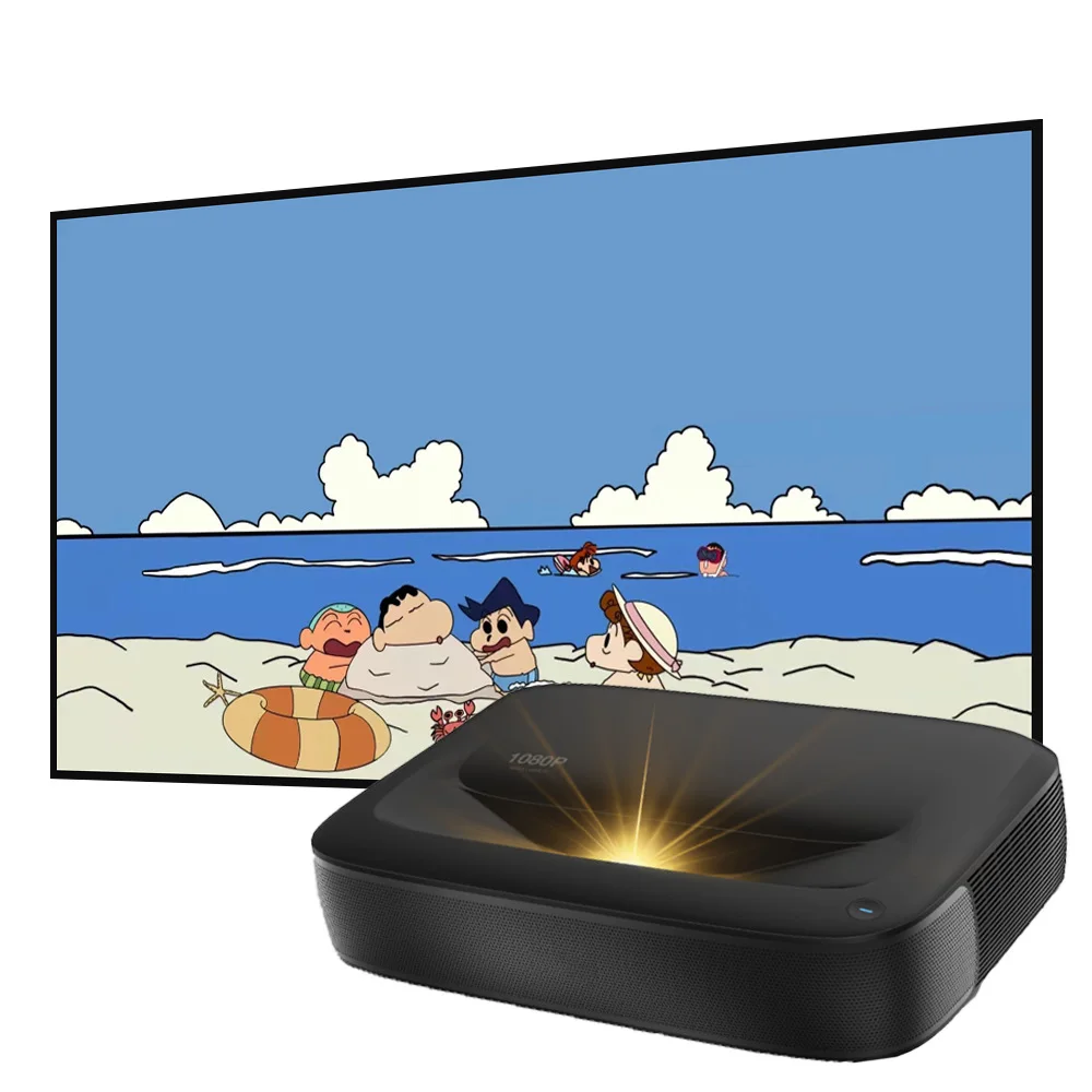 Ultra Short Throw Portable LED Projector DLP Android 9 Home Bedroom TV Native 1080P Built-in Battery 2000 Lumens