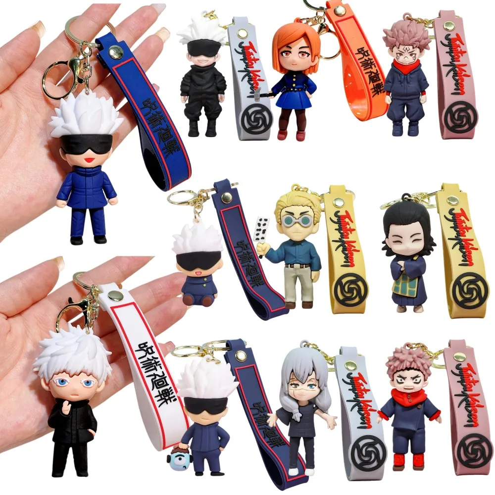 Lustiger Joy Anime Jujutsu Kriegsfigur Gojo Schlüsselanhänger Rucksack-Anhänger Niedliche Puppe Spielzeug Jungen- und Mädchen-Cosplay-Fan-Geschenk