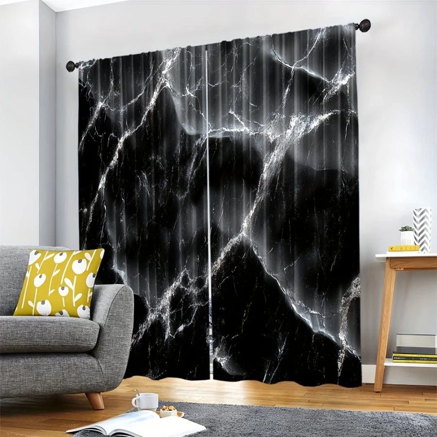 2PCS Digital Printed Curtains, Death Skull Pattern, Gothic Home Decor Style Rod Pocket Drapes for Bedroom Living Room Decor
