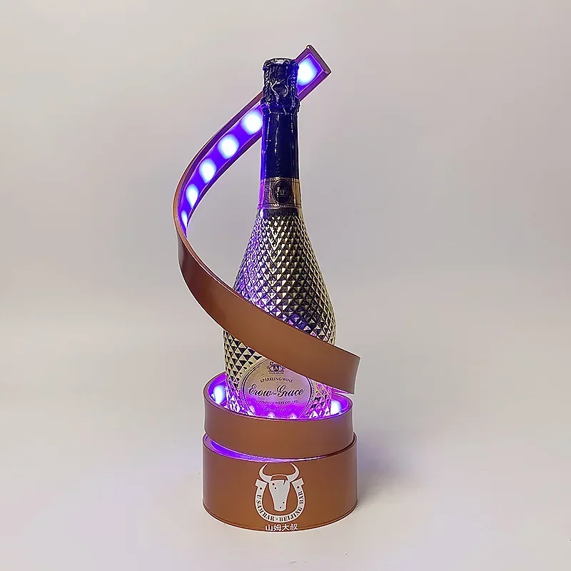 Colorful luminous spiral ribbon wine bar night LED luminous wine supplies KTV champagne foreign wine display stand