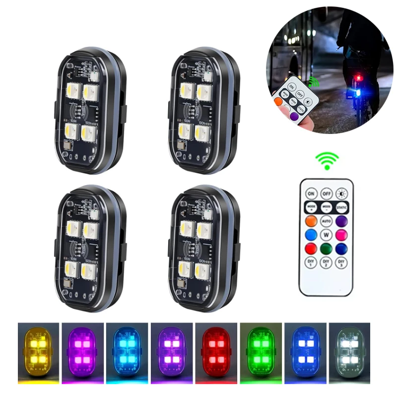 

Rechargeable Wireless Light Aircraft Airplane Helicopter Warning Lights RGB Led Motorcycle Strobe lights LED Flash Light