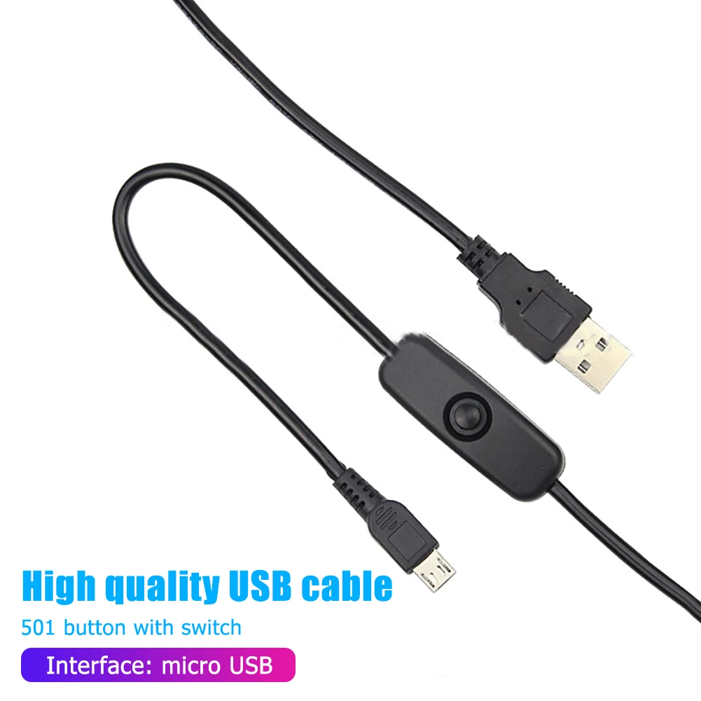 1 meter USB Type C 5V 3A Charging Cable USB to Micro USB Cable for Raspberry Pi 4 Power Cord with ON/OFF Switch for RPI Computer
