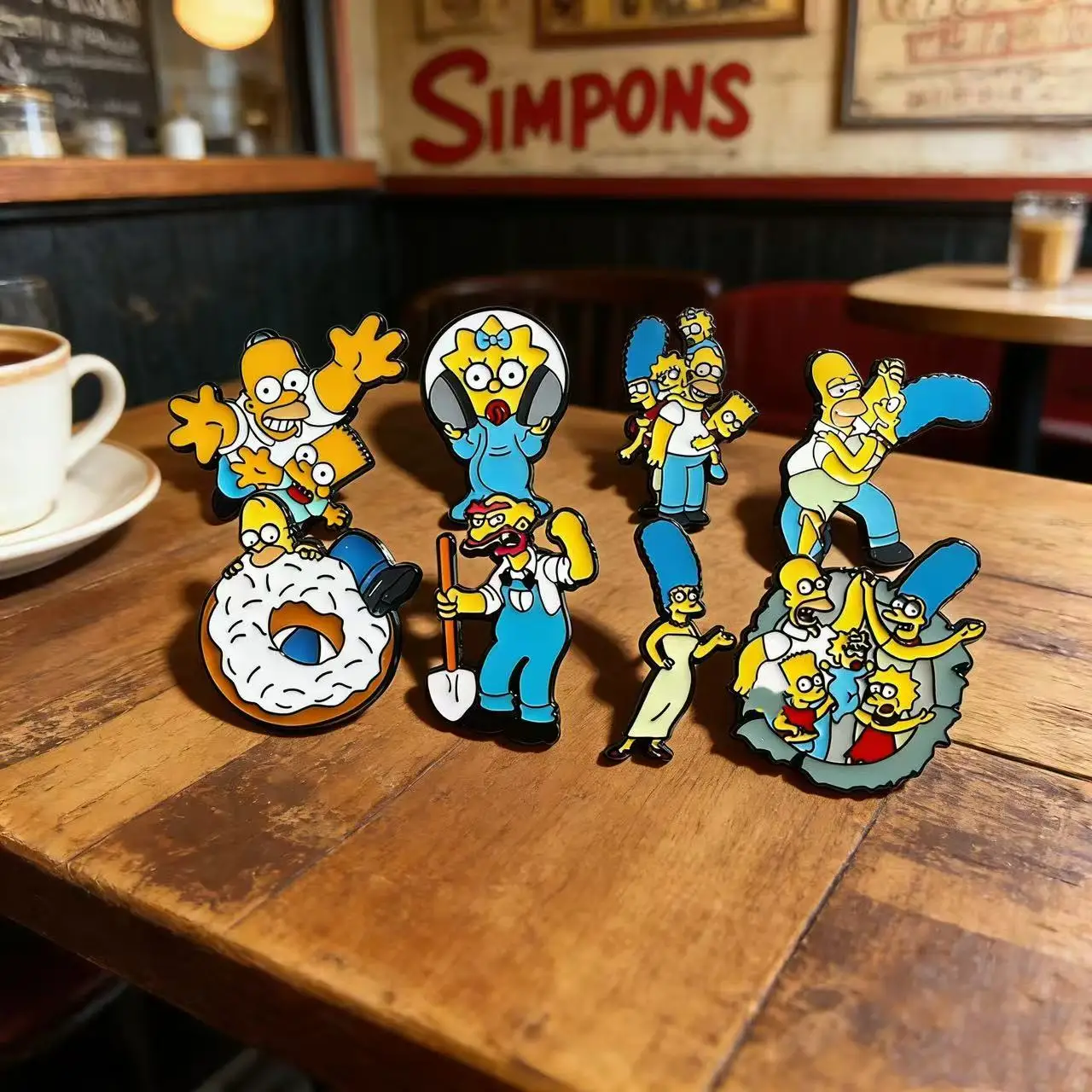 8-teiliges Simpsons Cartoon-Pin-Set Bart & Lisa Simpson Lustige Kreative Anstecker für Rucksack Kleidung Brosche Accessoire