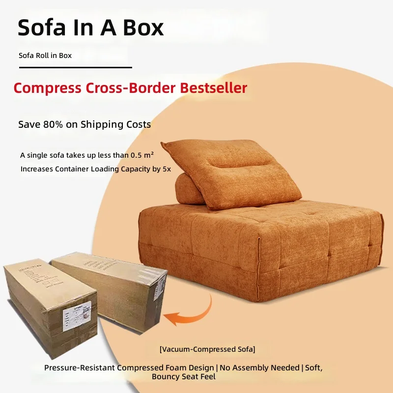 Compressed Sofa,All-Foam Pietmont Style Vacuum-Packed Sofa, Foldable Living Room Sofa,Modern Sectional Sofa，Home Decor Furniture