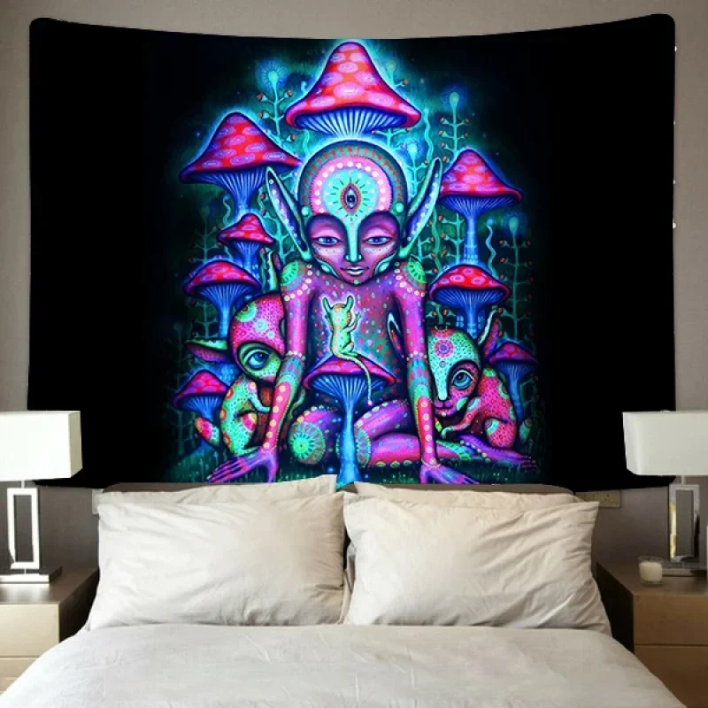 

Witchcraft Bedroom Decor Aesthetic Tapestry 3D Print Psychedelic Mushroom Wall Hanging Home Bedroom Dorm Living Room Decor Tapiz