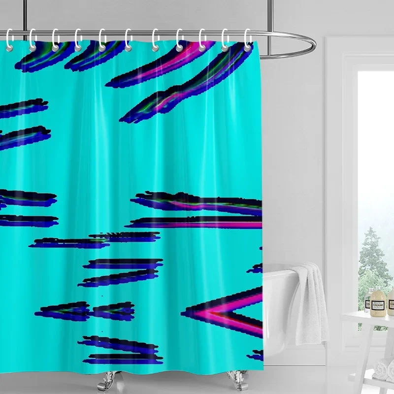 

Абстрактная занавеска для душа с океанской волной — бирюзовые и фиолетовые кисточки, водонепроницаемая с люверсами, прибрежный декор для ванной комнаты