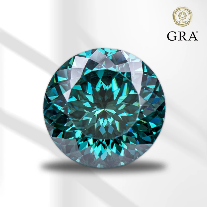 

Moissanite Stone 100 Faces Cut Round Shape Emerald Green Natural Color with GRA Certificate Top Charms Jewelry Making Material