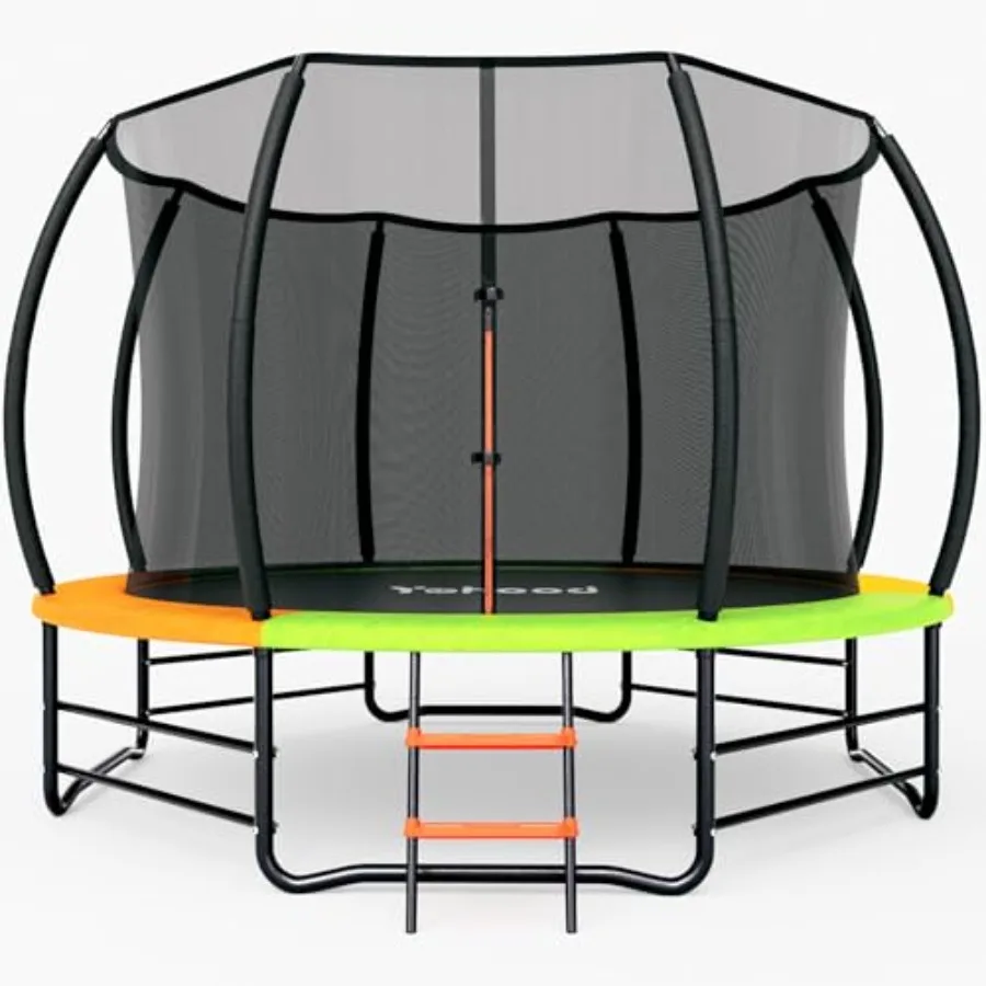 

Outdoor 12FT 14FT Recreational Trampoline with Enclosure Net Ladder ASTM Approved for Adults Anti-Rust Coated Galvanized Frame