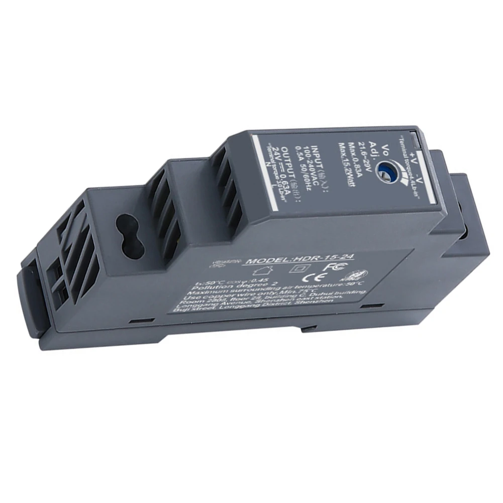 Industrial Grade HDR-15-12 Ultrathin 15W Switching Power Supply 12V DC with DIN Rail Mount and Automatic Recovery Protection