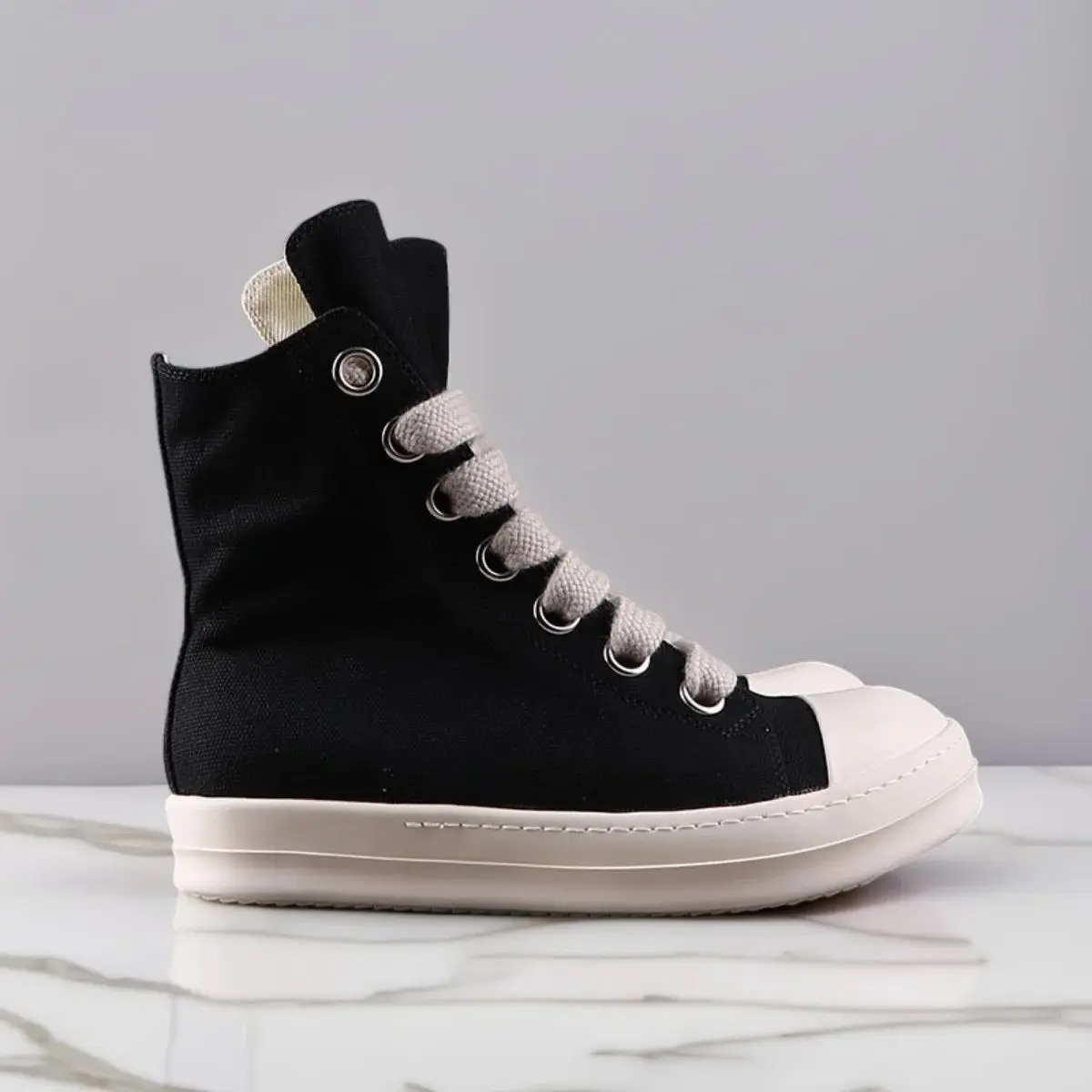 

Men's Casual Canvas Shoes Women High Top Thick Lace-Up Zipper Sneakers Black White Luxury Designer Classic Autumn Shoe