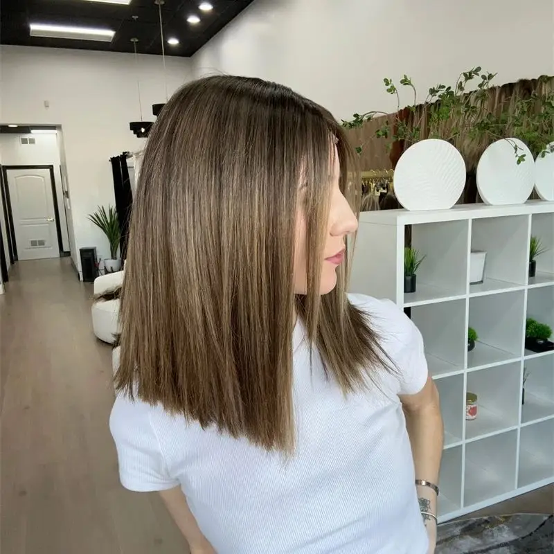 

Бесклеевой парик Парики для вечеринок 14-дюймовый прямой боб Ombre Блондинка Коричневый Мелирование Высокотемпературное волокно Синтетические парики фронта шнурка для женщин