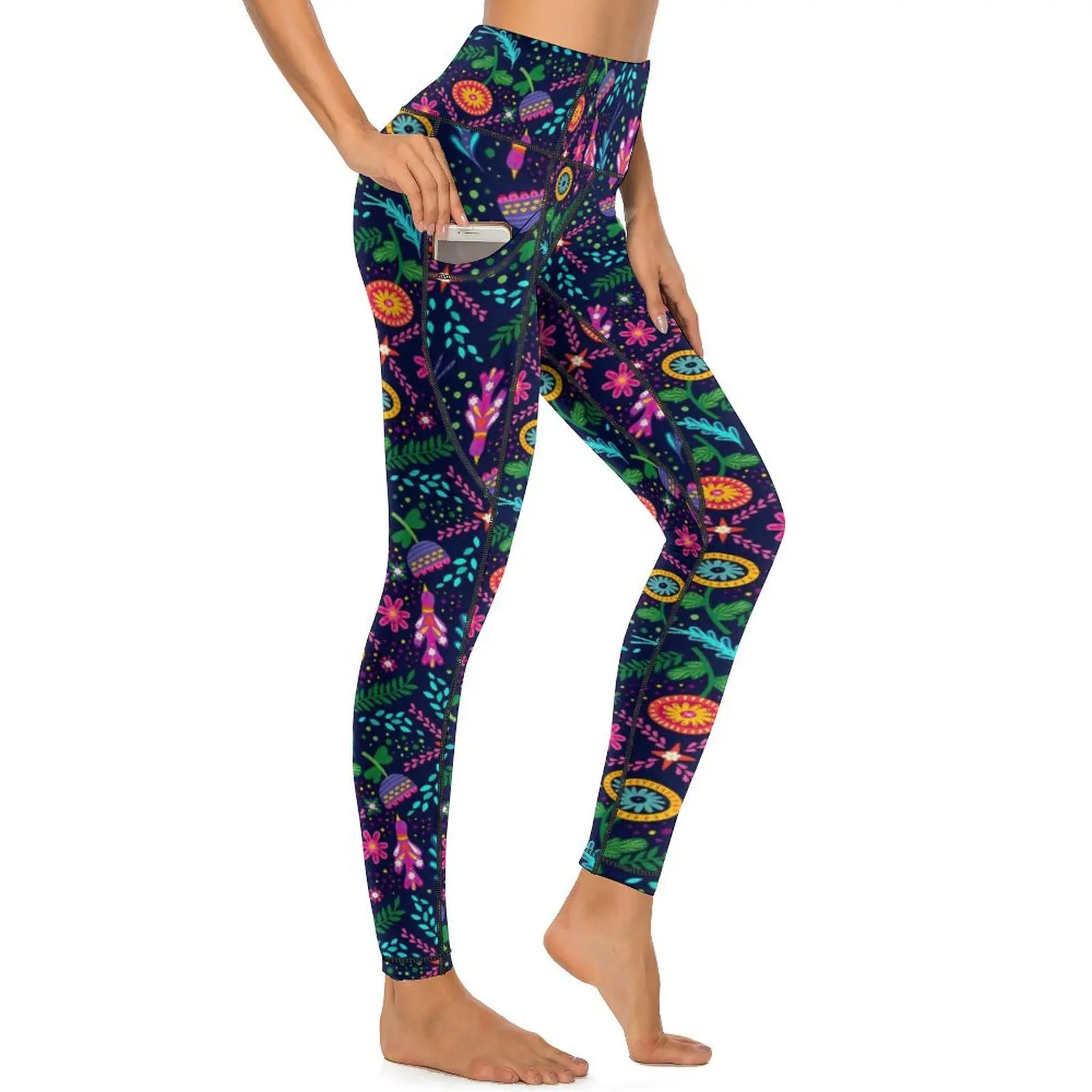 Spaß Vögel Blume Leggings bunte Blumen Gym Yoga hosen hohe Taille Kawaii Leggins dehnbar bedruckte Sports trumpf hose große Größe