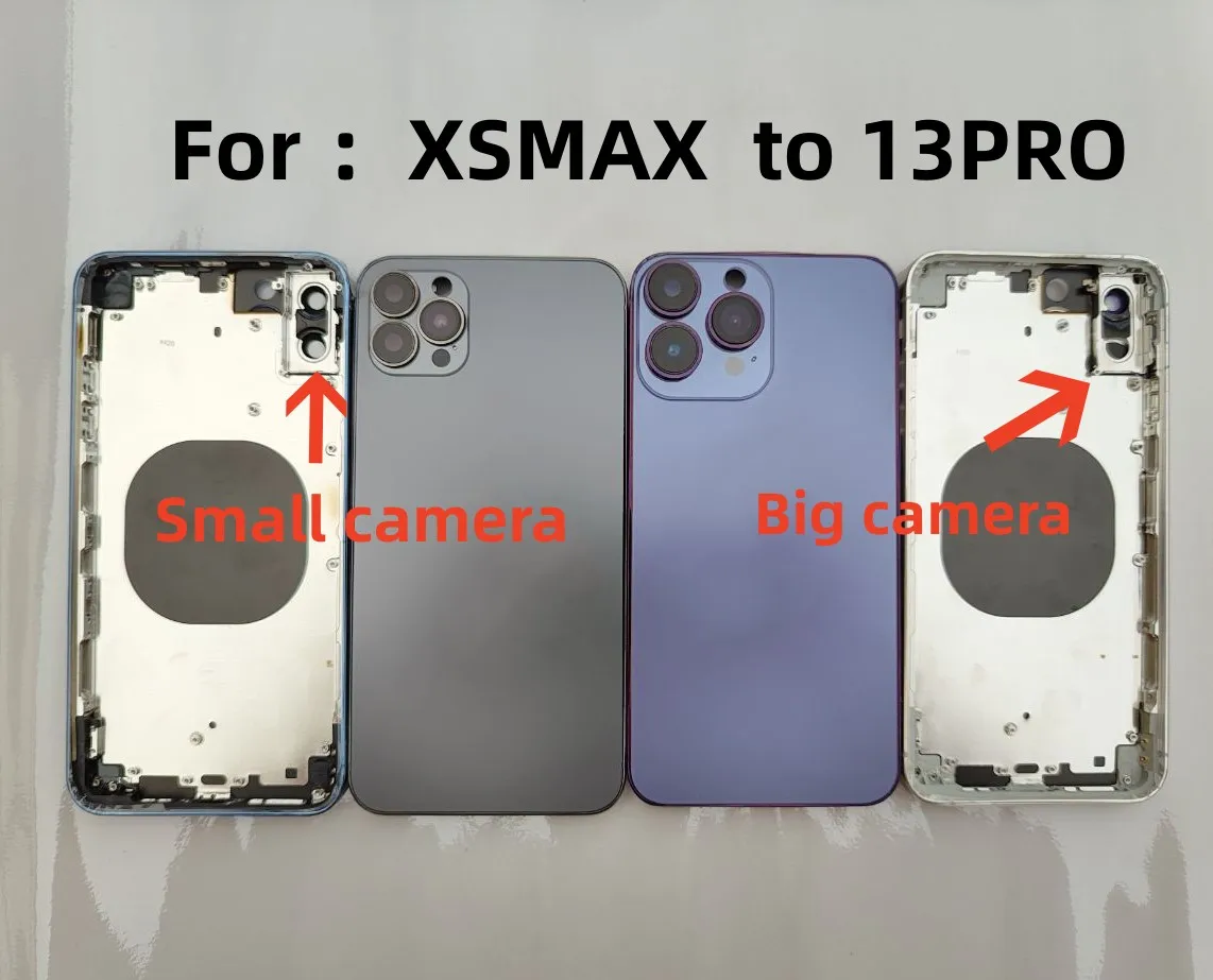 Diy Housing For iPhone XSMAX to 13 Pro Big camera Battery Midframe Replacement,XSMAX Like 13PRO Frame max to 13PRO Shiny Chassis