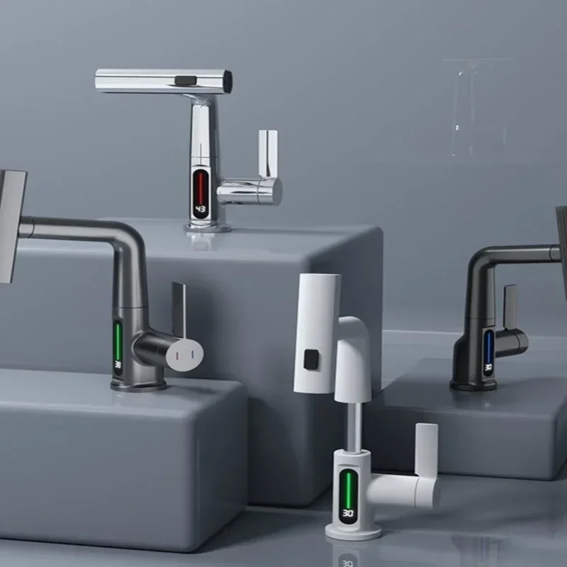 Brass Gourmet Kitchen Faucet Digital Display Pull-Out Sink Mixer High-Quality Kitchen Tap for Modern Culinary Spaces