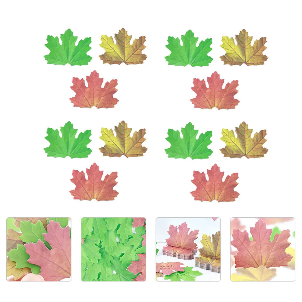 

12pcs Maple Leaf Memo Stickers Reusable Notes Pads Paper Office Decor Sticky Notepads Crafted Colorful