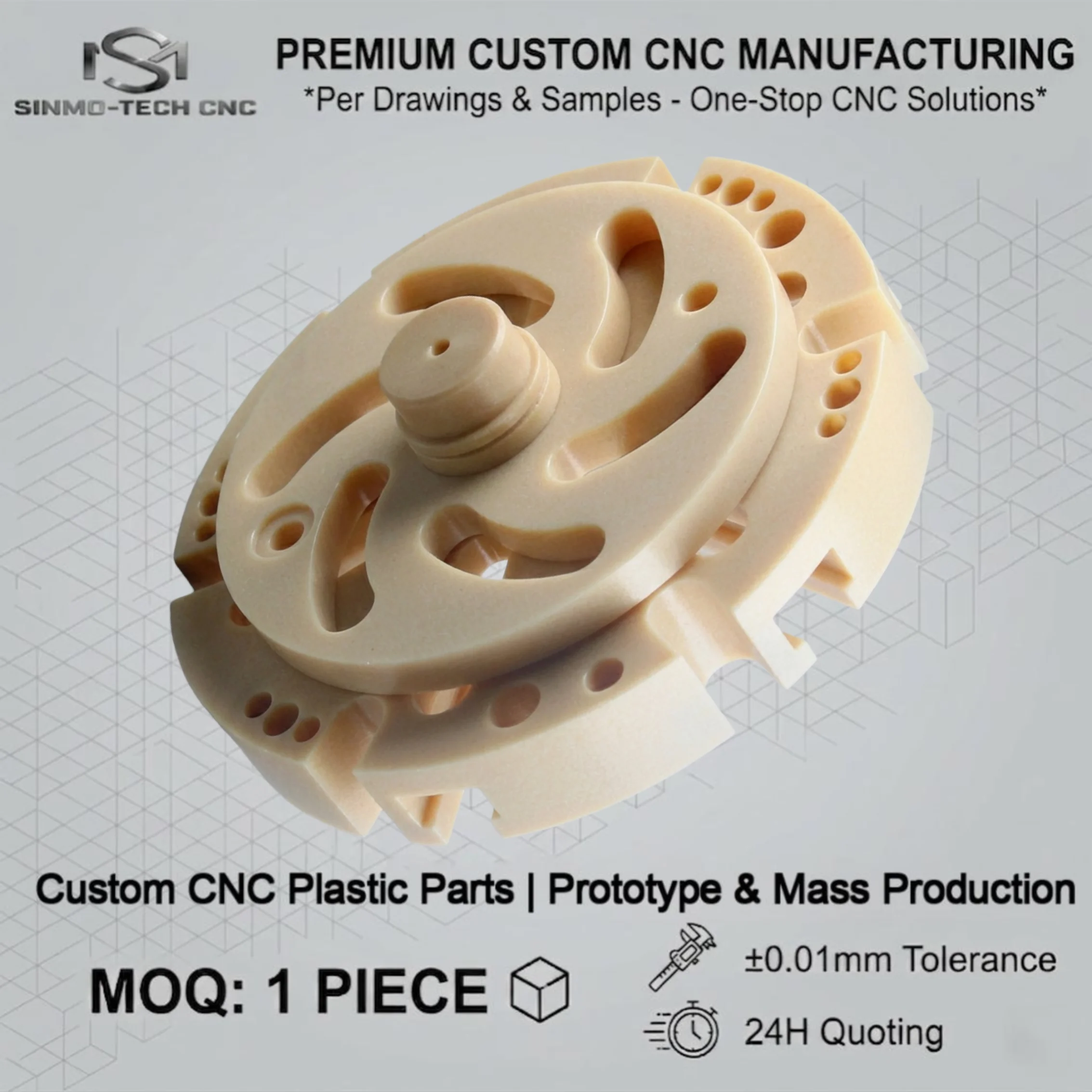 Precision CNC Turning Milling Service Custom PA66 MC Nylon UHMWPE POM Acetal Plastic Mechanical Components