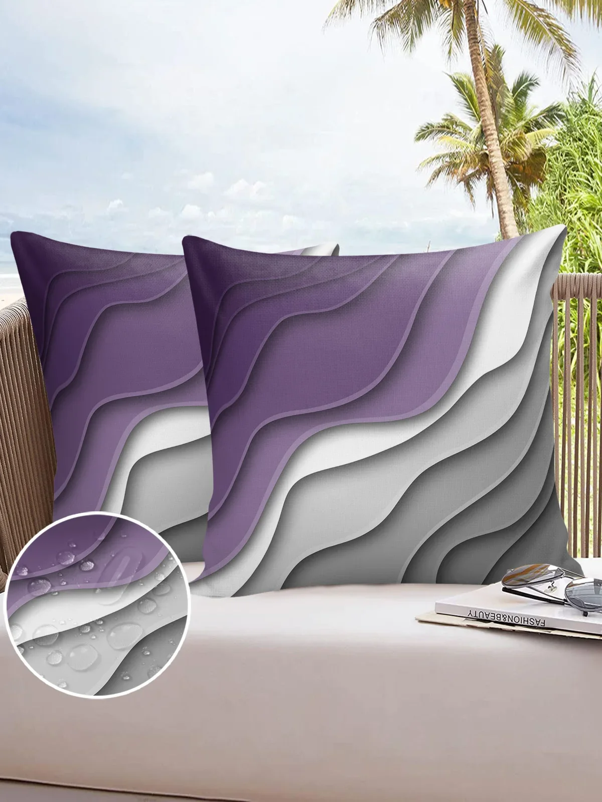 Purple Grey Gradient Modern Geometric Abstract 2/4PCS Pillowcase Waterproof Pillow Cover Case Garden Cushion Covers Home Decor