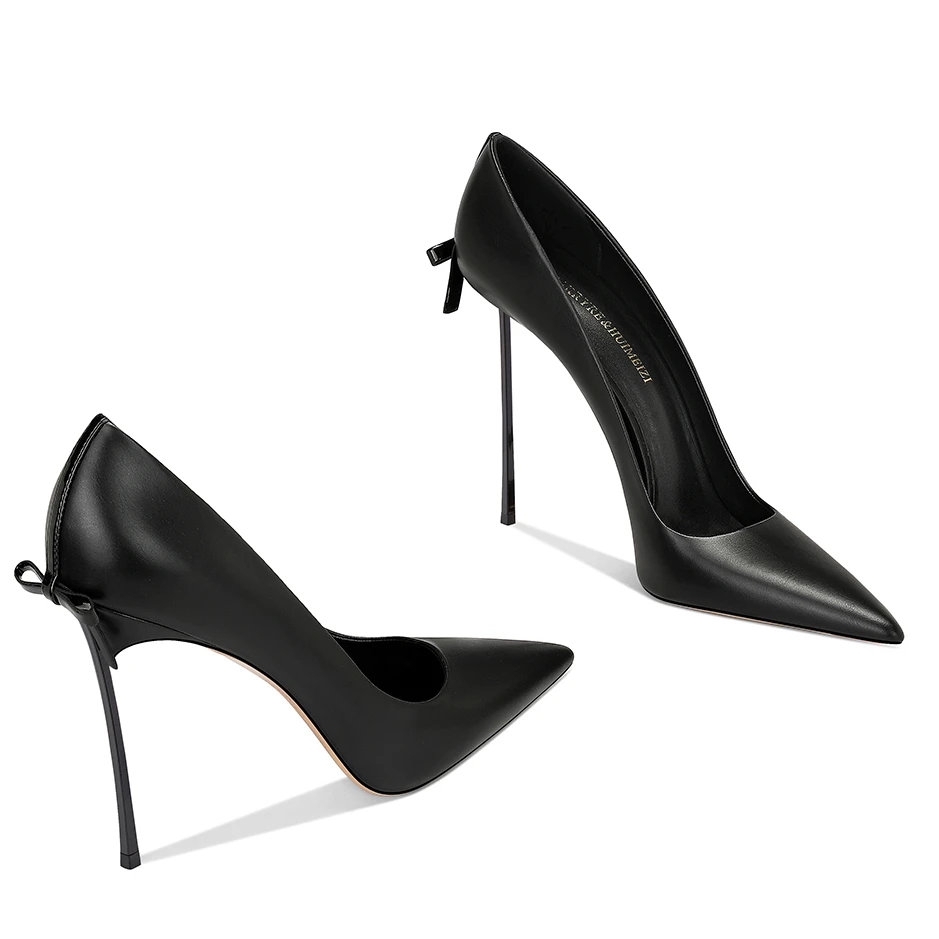 

2025 Spring Women's Genuine Leather High-heeled Shoes Pointed Toe Stiletto Heel Women's Pumps Office High Heels