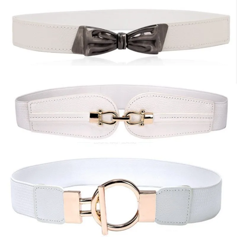 New Design Promotion Thin Waistbands for Dress Women Trendy White Black Elastic Flower Cummerbunds Skirt Decorate Girls Party