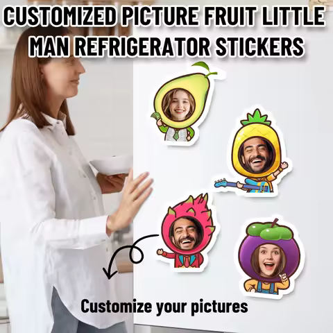 Custom Photo Fruit Character Fridge Magnets Funny Gifts For Festivals And Birthdays Kitchen Decorations Personalized Accessories