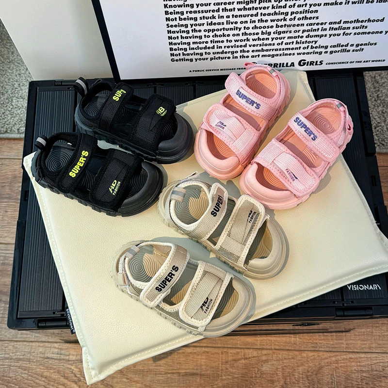 

2025 new summer children's sports beach shoes for boys and girls, casual anti slip sandals medium to large children's soft sole