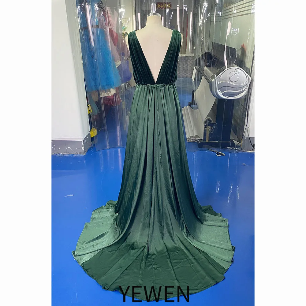 Elegant V Neck Top Stretch Velvet Maternity Dresses fpr Photo Shoot Baby Shower Gown YW231076