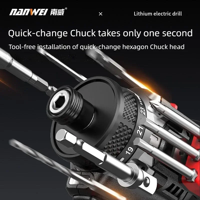 NANWEI Brushless Electric Drill Cordless Knockable Driller Driver 55N.m 16.8V Screwdriver Li-ion Battery Electric Power Tools