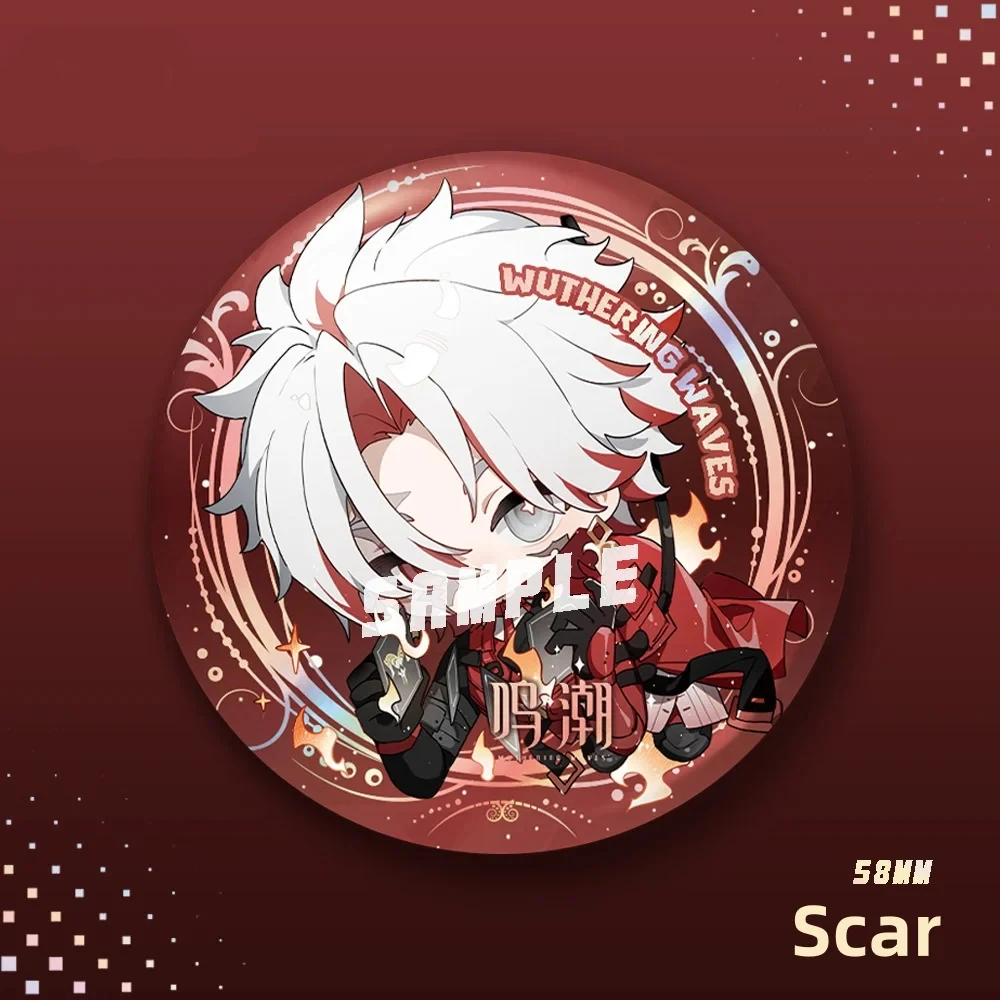 New Wuthering Waves Laser Badge Scar Jinhsi Yinlin Camellya Rover Cute Cartoon Anime Pin Double-Flash Brooch Game Gift